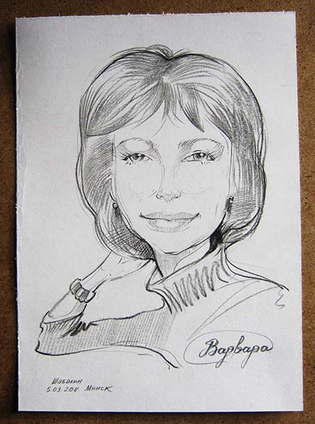 Шарж Варвары по фото на 8 Марта, нарисованный Мишелем на корпоративе Минск Михаил Шабалин
