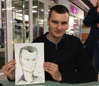 Коллективный шарж в Минске. Павел Шаржист Михаил Шабалин